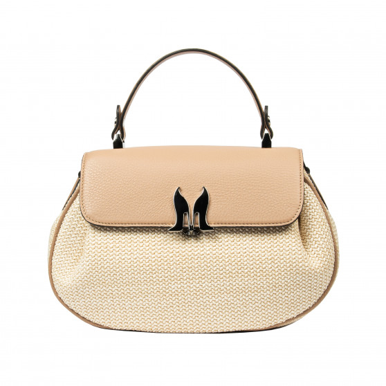 Bolso de mano para mujer 043g 01 biz nude+rafia
