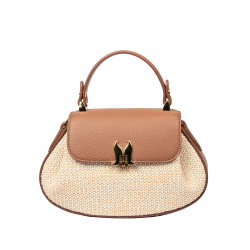 Bolso de mano para mujer 042g biz camel+rafia