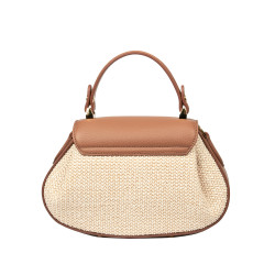 Bolso de mano para mujer 042g biz camel+rafia
