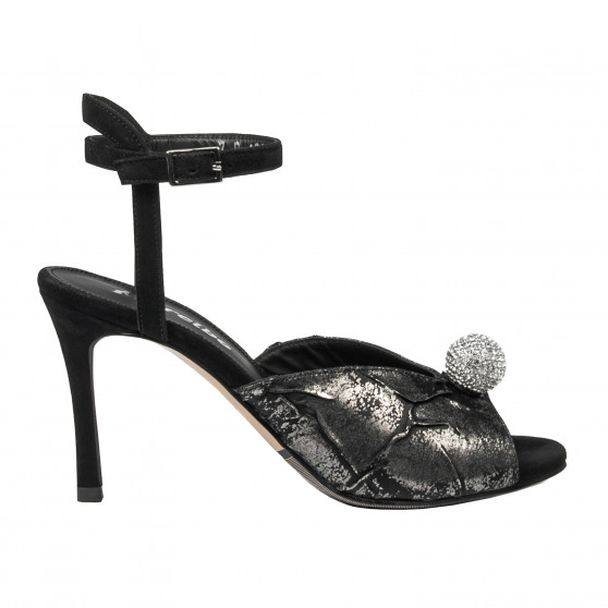 Sandalias de mujer 1329 negro terciopelo combinado