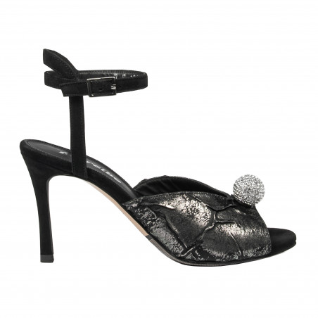 Sandalias de mujer 1329 negro terciopelo combinado