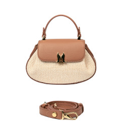 Bolso de mano para mujer 042g biz camel+rafia