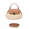 Bolso de mano para mujer 042g biz camel+rafia