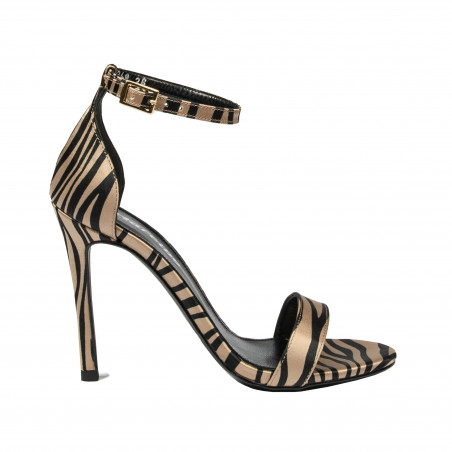 Sandalias de mujer 1349 satén cebra beige