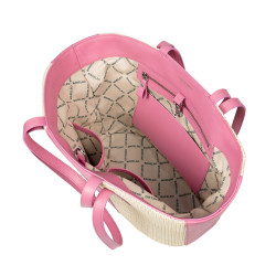 Bolso de playa para mujer 044g 01 rosa barbie+rafia