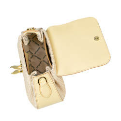 Bolso de mano para mujer 042g amarillo mantequilla+rafia