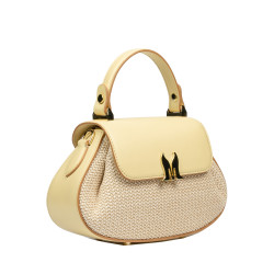 Bolso de mano para mujer 042g amarillo mantequilla+rafia