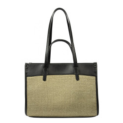 Bolso de mujer de playa 045g 01 negro napa+rafia sand olive