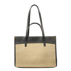 Bolso de playa para mujer 045g negro napa+rafia