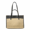 Bolso de playa para mujer 045g negro napa+rafia