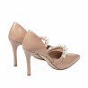 Zapatos elegantes de mujer 1350 charol beige