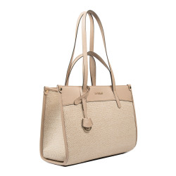 Bolso de playa para mujer 045g nude+rafia