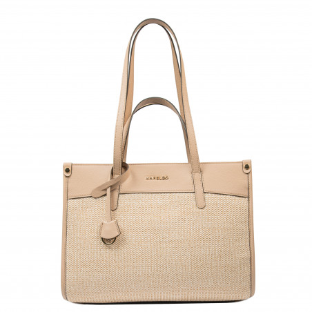 Bolso de playa para mujer 045g nude+rafia