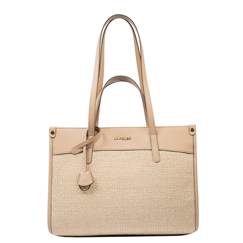 Bolso de playa para mujer 045g nude+rafia