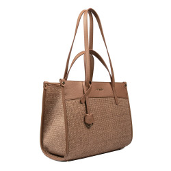 Bolso de playa para mujer 045g camel + rafia caramelo