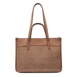 Bolso de playa para mujer 045g camel + rafia caramelo