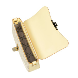 Bolso de mujer de hombro 046g amarillo mantequilla+rafia