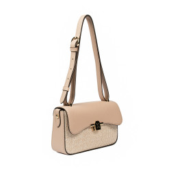 Bolso de mujer de hombro 046g nude+rafia