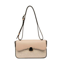 Bolso de mujer de hombro 046g nude+rafia
