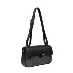 Bolso de mujer de hombro 046g 01 negro+rafia negra