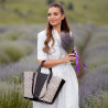 Bolsa de playa para mujer 044g 01 de rafia negro lifestyle