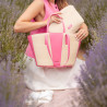 Bolso de playa para mujer 044g 01 rosa barbie+rafia