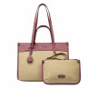 Bolso de mujer para playa 045g 01 color frambuesa+rafia