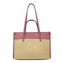 Bolso de mujer para playa 045g 01 color frambuesa+rafia