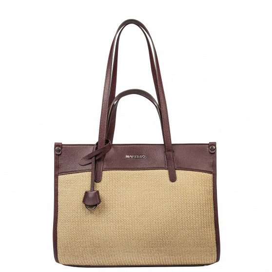 Bolso de playa para mujer 045g 01 burdeos+rafia