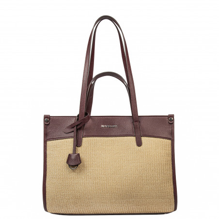 Bolso de playa para mujer 045g 01 burdeos+rafia