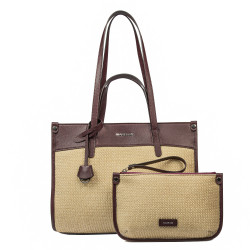 Bolso de playa para mujer 045g 01 burdeos+rafia