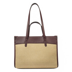 Bolso de playa para mujer 045g 01 burdeos+rafia