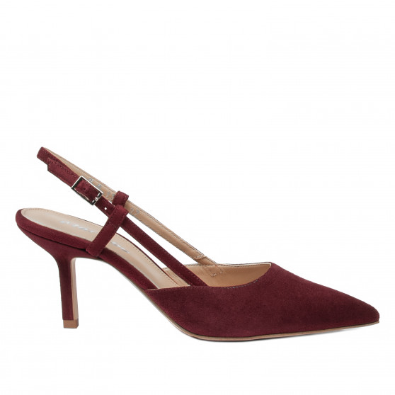 Sandalias de mujer 1344 burdeos de ante
