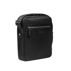 Bolso de hombre de hombro 304g 01 tejido negro+napa negro