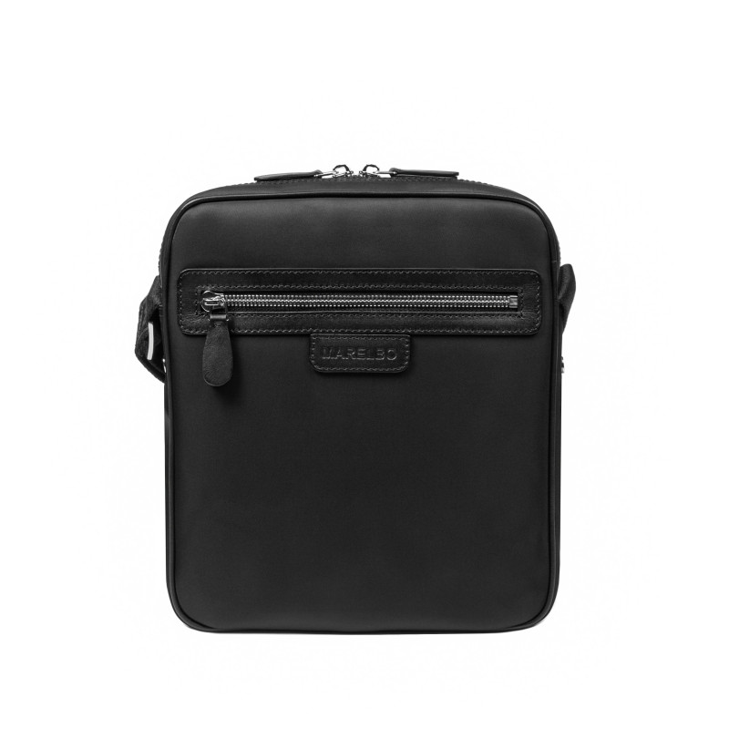 Bolso de hombre de hombro 304g 01 tejido negro+napa negro