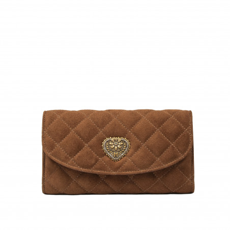 Bolso de hombro para dama 048g gamuza marrón