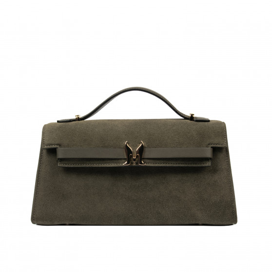 Bolso de mujer de hombro 041g gamuza oliva