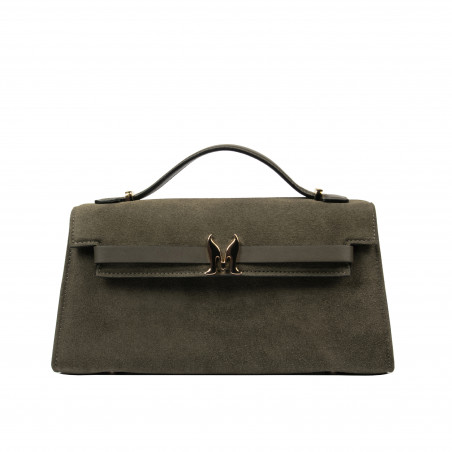 Bolso de mujer de hombro 041g gamuza oliva