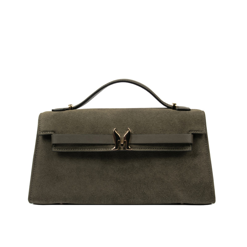 Bolso de mujer de hombro 041g gamuza oliva