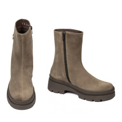 Botines de mujer 3408 piel de ante arena