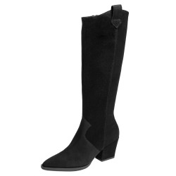 Bota de tacón para mujer 1412 negro de gamuza