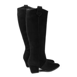 Bota de tacón para mujer 1412 negro de gamuza