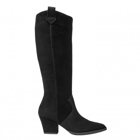 Bota de tacón para mujer 1412 negro de gamuza