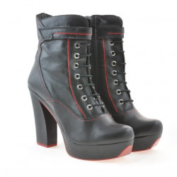 Botines de mujer 3261 negro+rojo