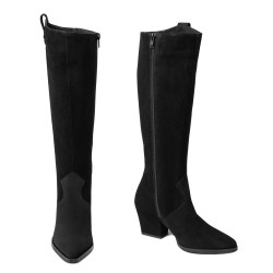 Bota de tacón para mujer 1412 negro de gamuza