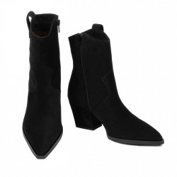 Botines con tacón de mujer 1411 negro terciopelo