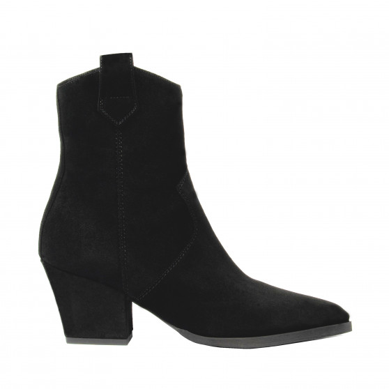 Botines con tacón de mujer 1411 negro terciopelo
