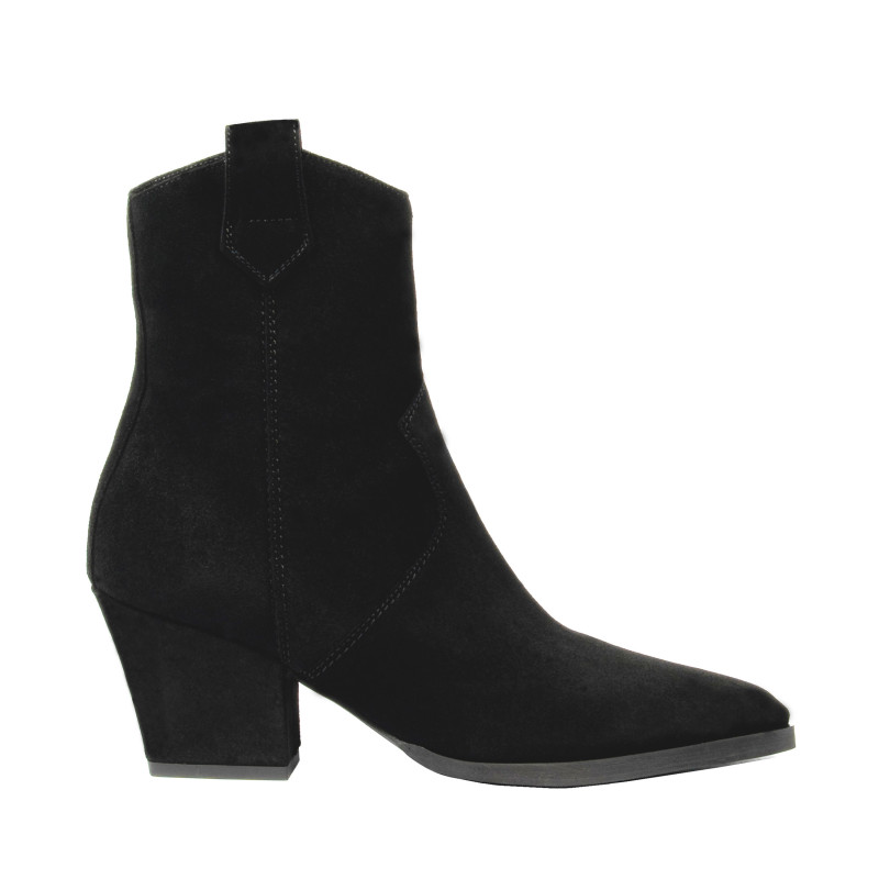 Botas de tacón para mujer 1411-1 negro terciopelo