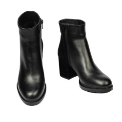 Botines con tacón mujer 1406 negro combinado