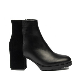 Botines con tacón mujer 1406 negro combinado